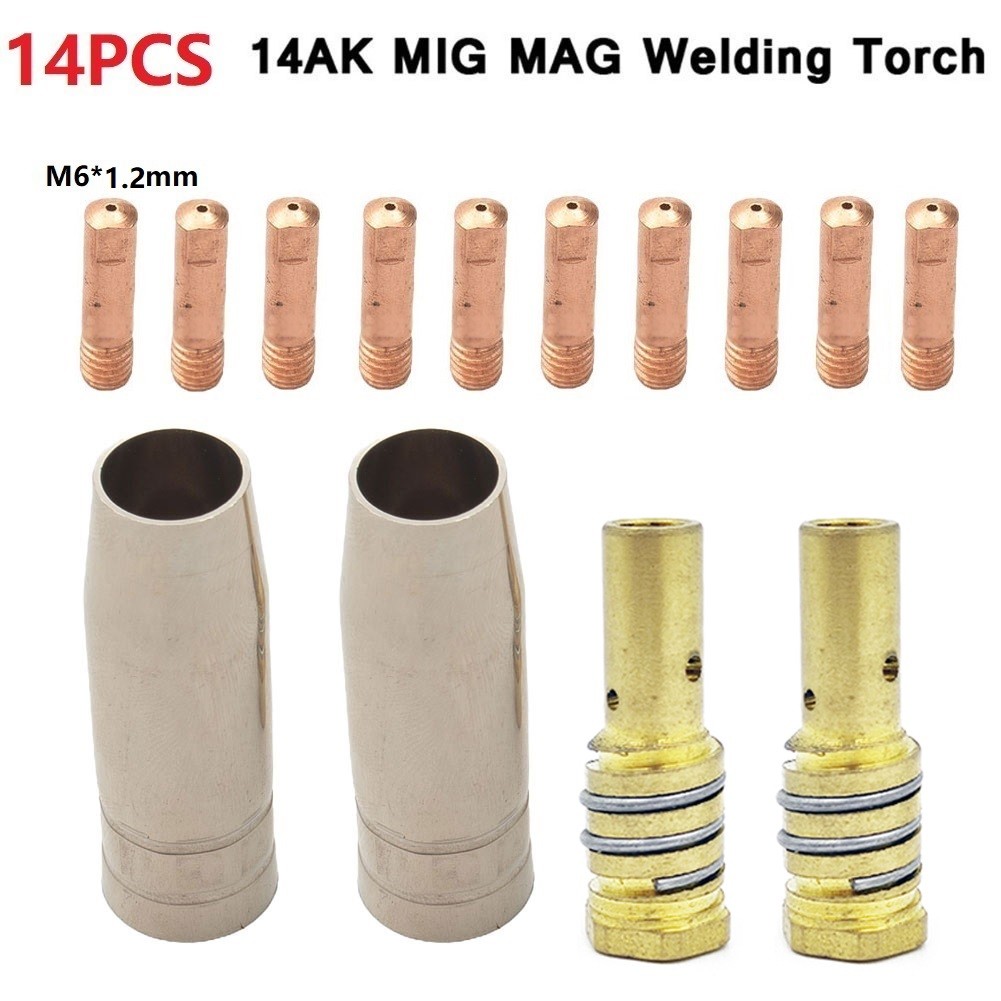 14Pc MAG MIG-14AK Welding Torch Consumables Torch Gas Nozzle Tip Holder